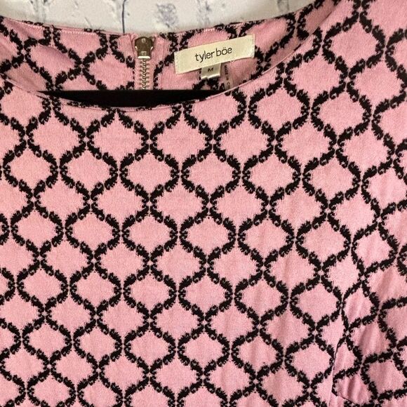 Tyler Boe Pink Black Geometric Jacquard Workwear Party Wedding Midi Dress Size M - Picture 5 of 8